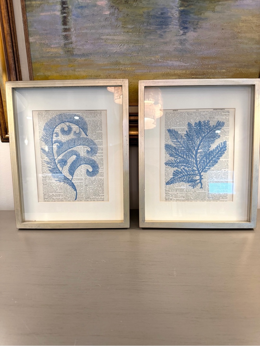 Blue Fern Botanical Prints On Dictionary Print Pages Classic 15x12” Artwork